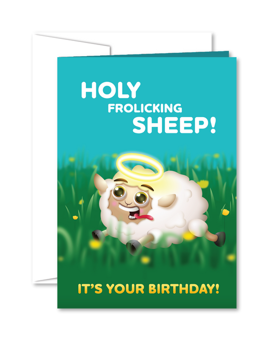 Holy Frolicking Sheep Birthday - For Grown-Ups - Greeting Card